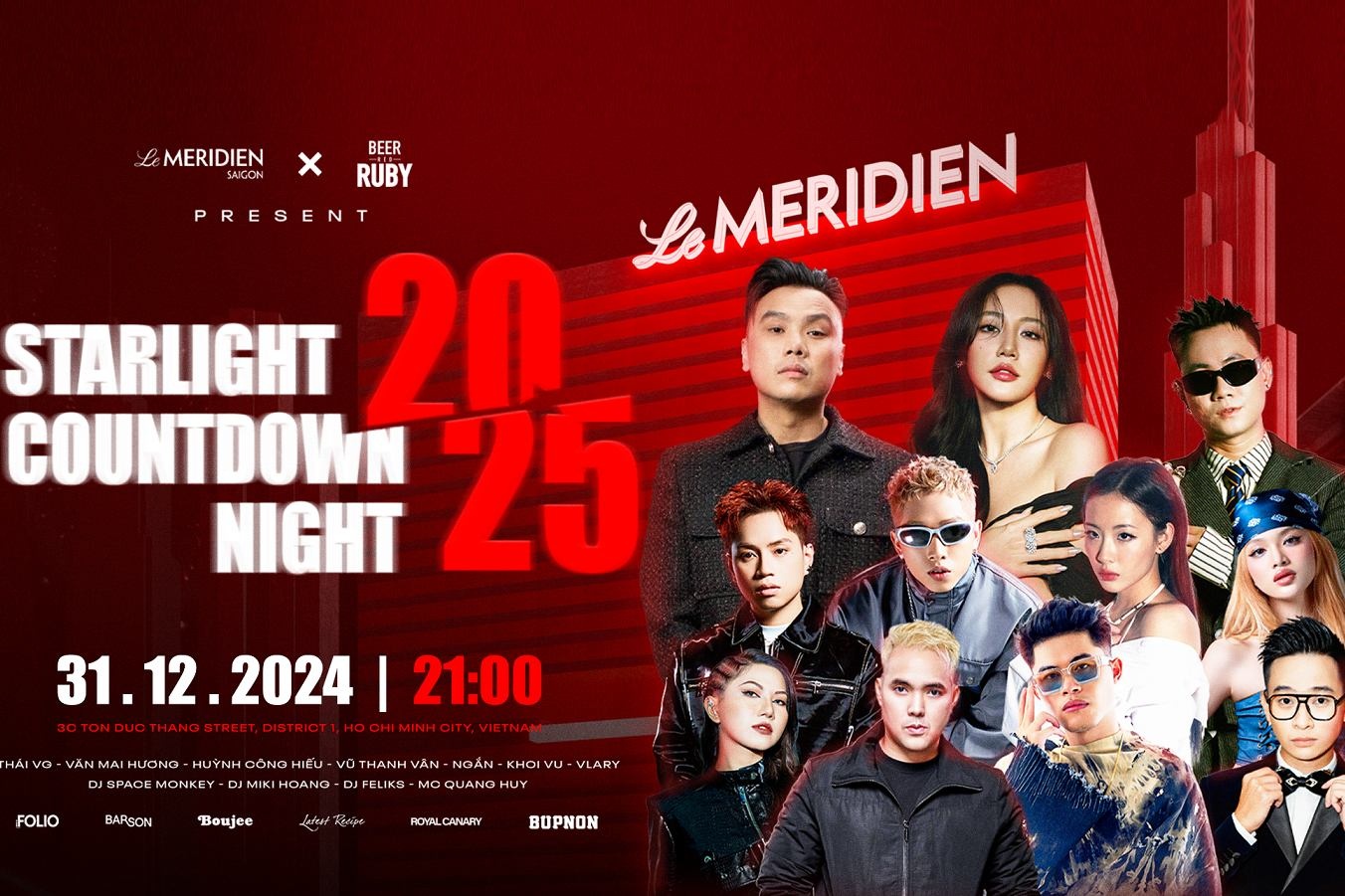 Dan sao hoi ngo tai dem nhac 31/12 cua Le Meridien Saigon x Red Ruby hinh anh