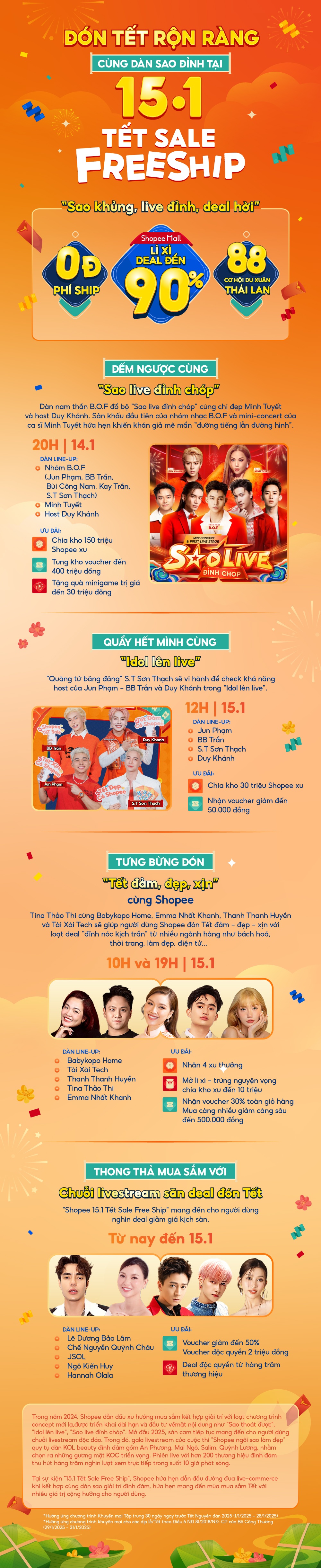15.1 Tet Sale Freeship,  Shopee Live anh 1