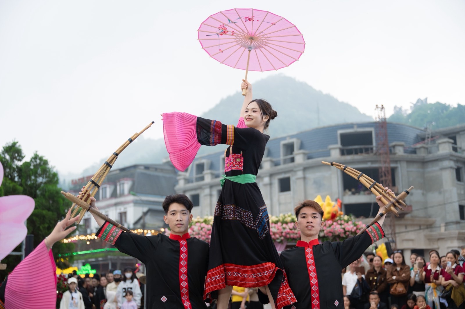 Mua hoa hong nhuom sac Fansipan, thu hut du khach dip le Gio To hinh anh
