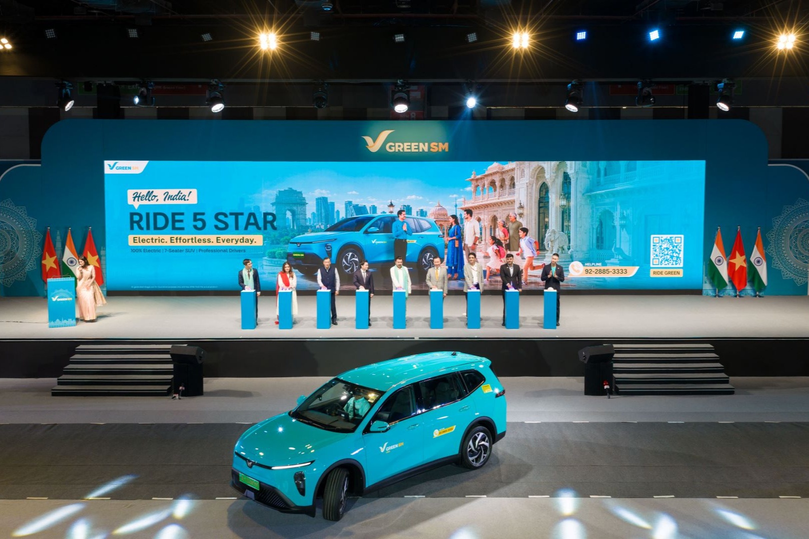 Green SM ra mat dich vu taxi thuan dien Green SM Limo tai An Do hinh anh