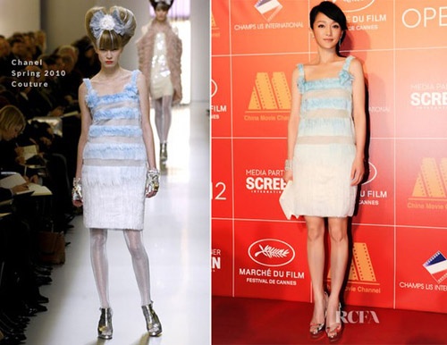 Châu Tấn là cái tên khá “hiếm” xuất hiện tại Cannes. Tại LHP Cannes năm 2012, Châu Tấn xuất hiện với tư cách là đại diện của Chanel.