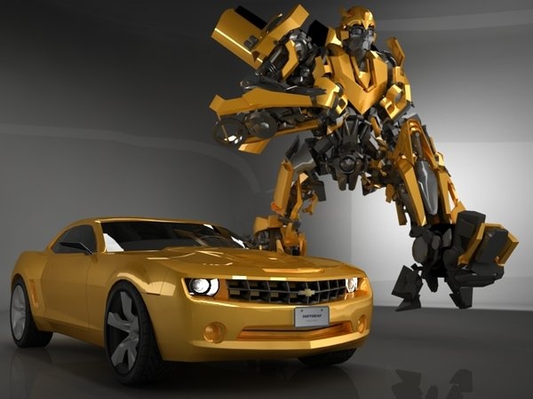 Mô hình concept của Camaro 2014 bên cạnh Bumblebee.