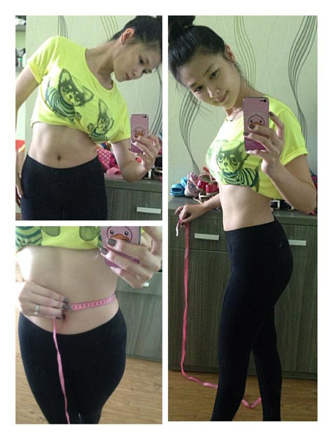 Chân dài Mạc Anh Thư hài lòng với vòng eo sau thời gian chế độ tập luyện và ăn kiêng chăm chỉ.