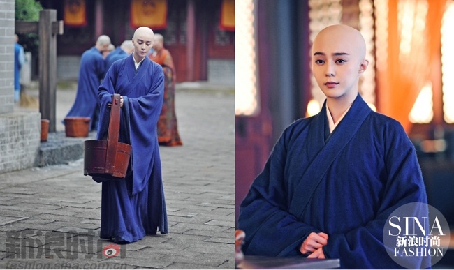 Dù không có tóc trên đầu nhưng cô vẫn đẹp thanh tao, thoát tục.