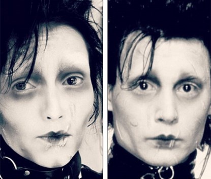 Kandee trang điểm giống hệt với nhân vật của Johnny Depp trong phim Edward Scissorhands