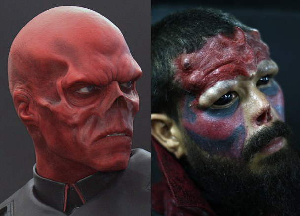 Hình ảnh Red Skull trên phim và gương mặt của Henry Damon 