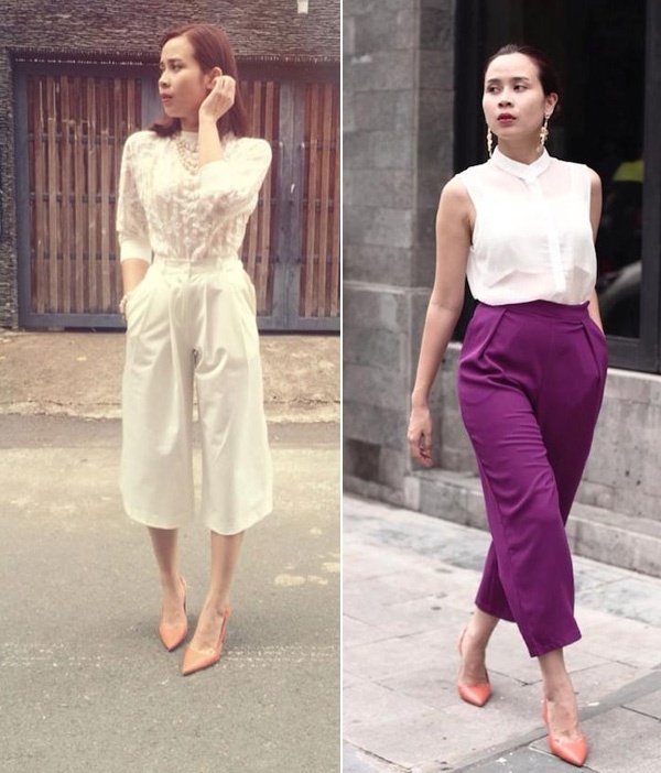 Cách mix đồ của Lưu Hương Giang với quần culottes khơi nguồn cảm hứng cho giới trẻ bắt chước theo.