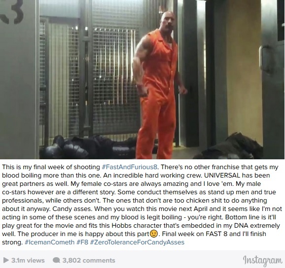 The Rock chỉ trích bạn diễn Fast 8 ảnh 1 The Rock chi trich ban dien Fast 8 anh 1