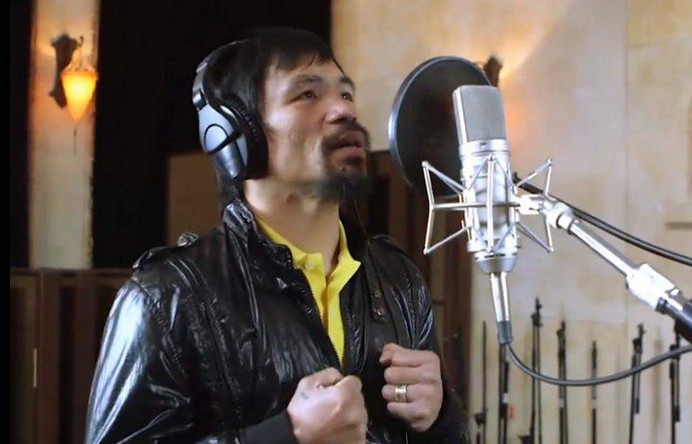 Pacquiao hat ca khuc huong ve que huong truoc them dai chien hinh anh