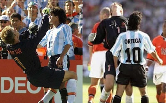 Ariel Ortega khien Van der Saar om mat dau don hinh anh