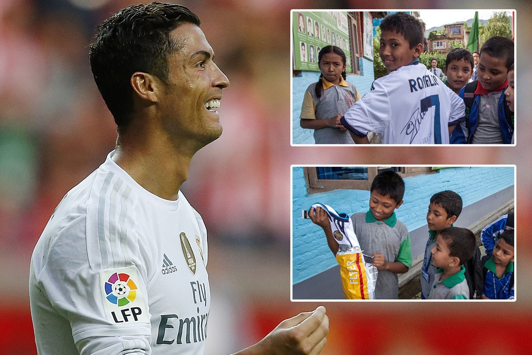 Cau be Nepal bat ngo khi nhan mon qua tu Ronaldo hinh anh
