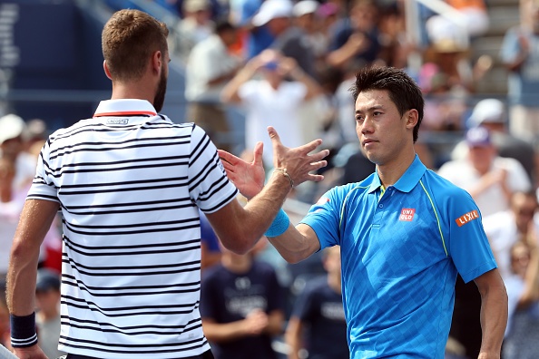 Vong 1 US Open 2015: Nishikori 2-3 Paire hinh anh