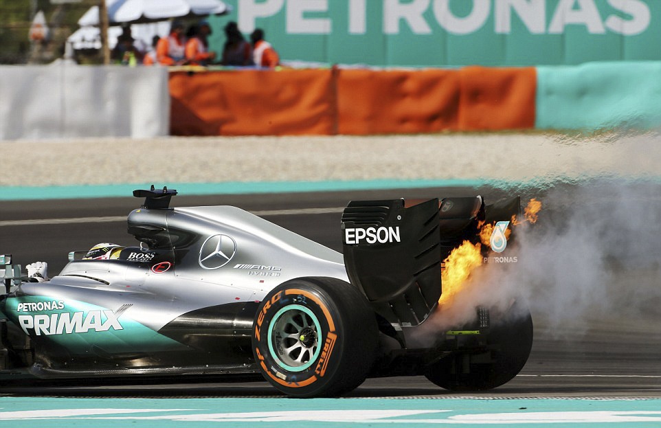Xe boc chay khien Hamilton bo cuoc tai Malaysian GP hinh anh