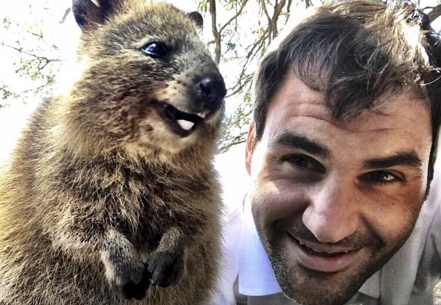 Federer hao hung selfie cung loai dong vat hanh phuc nhat the gioi hinh anh