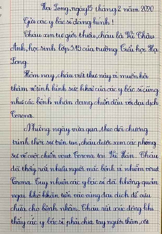 Hoc sinh lop 3 viet thu dong vien y,  bac si chong dich Covid-19 anh 1