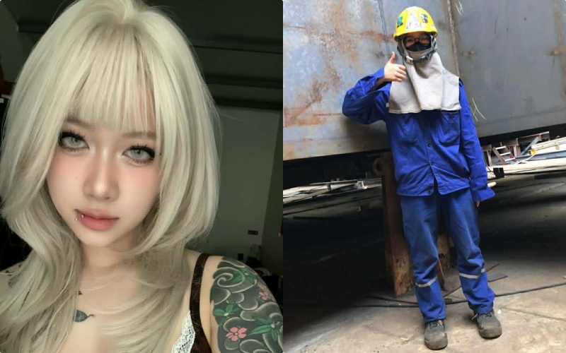 Co gai 23 tuoi lam nghe dong tau, ve ngoai ca tinh gay bat ngo hinh anh