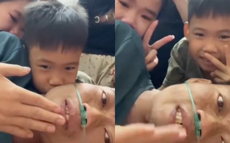 Nguoi chong gang guong noi loi tam biet voi vo con truoc khi qua doi hinh anh