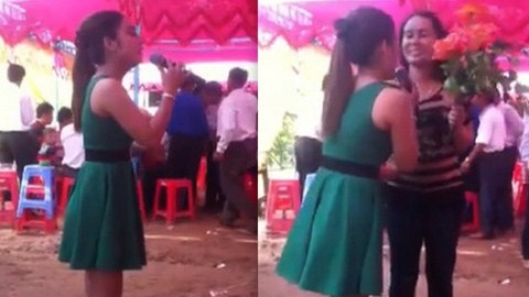 Co gai hat 'Trach ai vo tinh' trong dam cuoi tinh cu hinh anh