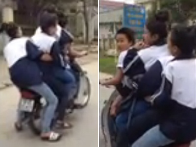 Clip nu sinh kep 5 danh vong tren duong hinh anh