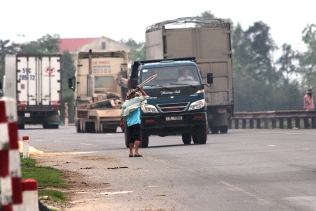 Chan xe con xin deu tren QL1A hinh anh