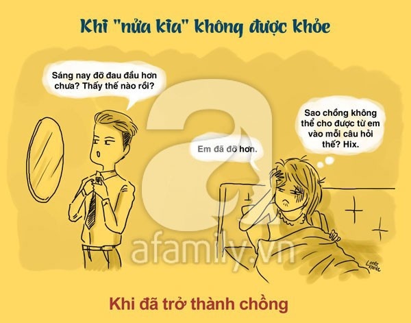 Khi vợ ốm, chồng chỉ thể hiện sự quan tâm bằng câu hỏi 