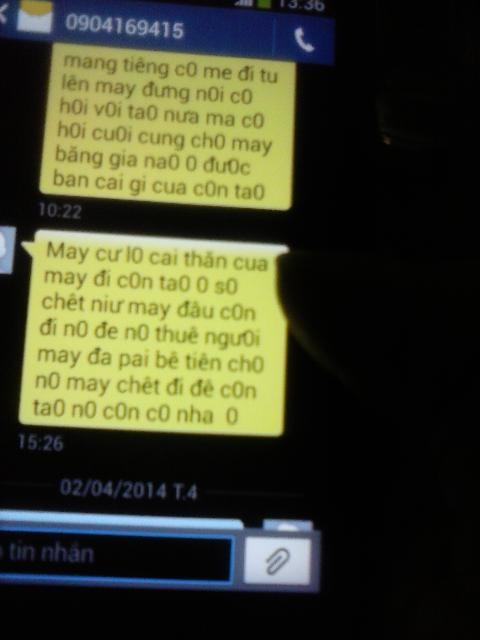 Tin nhắn của Huệ gửi chồng sau khi ghen tuông, chém đứt tay tình địch vào ngày 29/3.