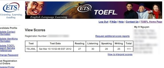 Bảng điểm Mie vừa chia sẻ.