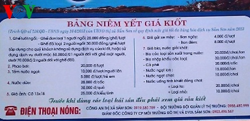Bảng niêm yết giá tại Sầm Sơn.
