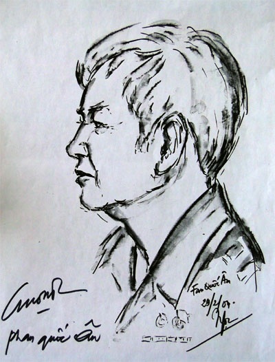 Chân dung Phan Quốc Ân do họa sĩ cựu chiến binh Trần Quân Ngọc ký họa năm 2004.