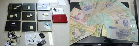 Tang vật, tiền mặt thu được của vụ án.
