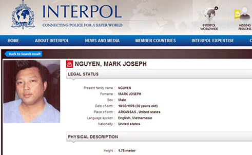  Lệnh truy nã của Interpol đối với M.J.Nguyen.