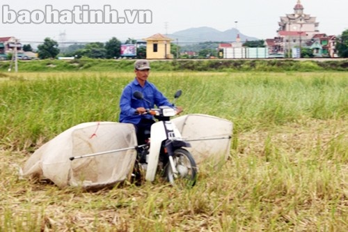 Chỉ cần buộc cặp vợt miệng rộng vào xe máy và 