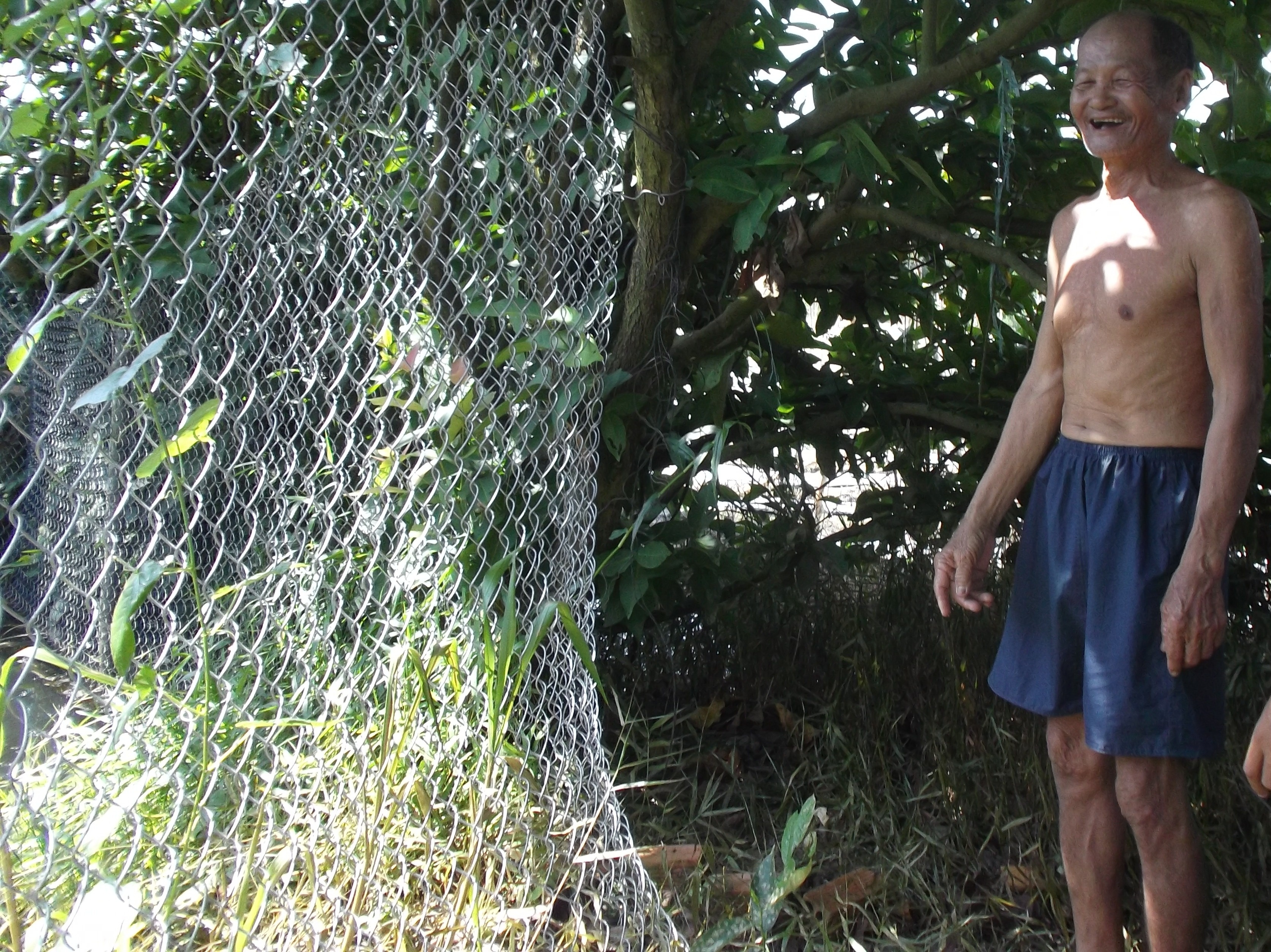 Ông Bùi Văn Bé và khu vực bị rào chắn, được cho rằng là nơi có kho báu.