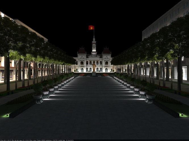 Phối cảnh đường Nguyễn Huệ vào ban đêm.