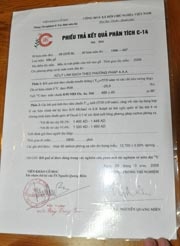 Kết quả giám định của viện khảo cổ học.