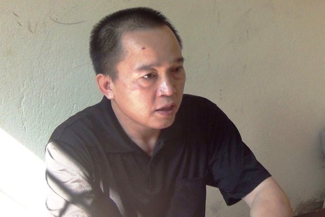 Nguyễn Thanh Sơn tại cơ quan công an TP Vinh.