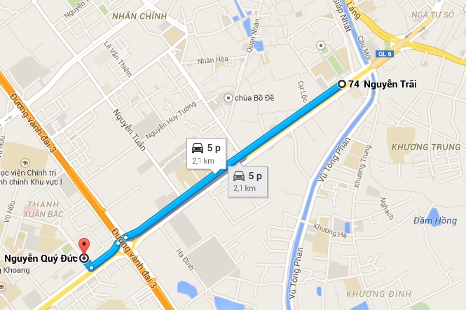 Bản đồ quãng đường bỏ chạy của tài xế gây tai nạn.