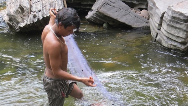 Chỉ cần một tay lưới nhỏ là giải quyết được thức ăn cho nhiều người.