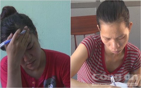 Cơ quan công an lấy lời khai Nguyễn Thị Vân và Phan Thị Anh.