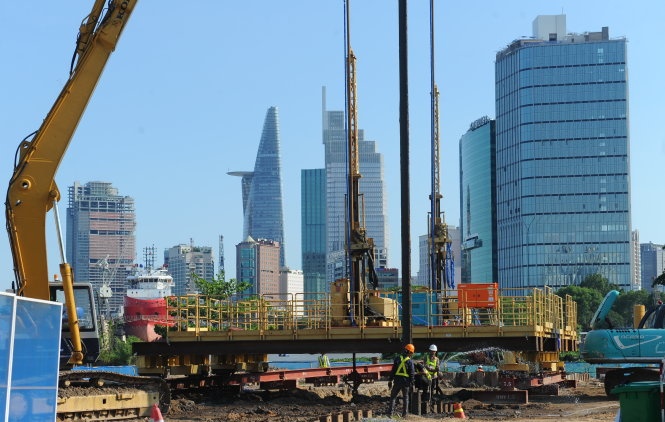 Công trình xây dựng tuyến metro ngầm tại khu vực xưởng Ba Son, Q.Bình Thạnh, TP HCM.