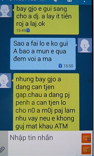 Tin nhắn Linh cho chị Nhân.