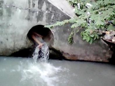 Co gai 'ngao da' chui vao cong nuoc thai hinh anh