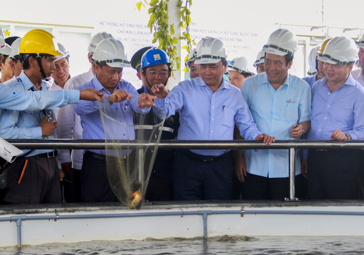Thu tuong thi sat he thong xu ly nuoc thai tai Formosa Ha Tinh hinh anh
