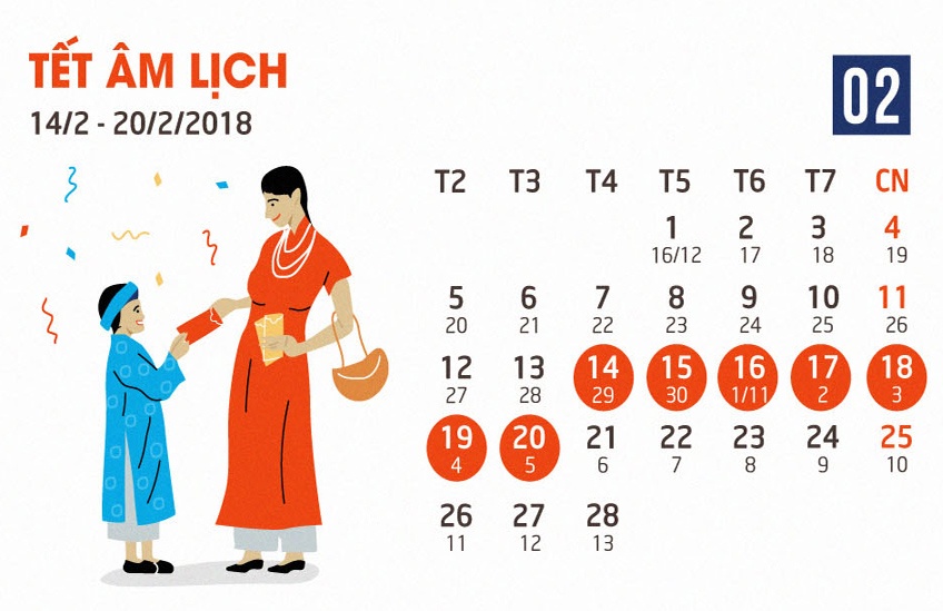 Chi tiet lich nghi dip le, tet nam 2018 hinh anh