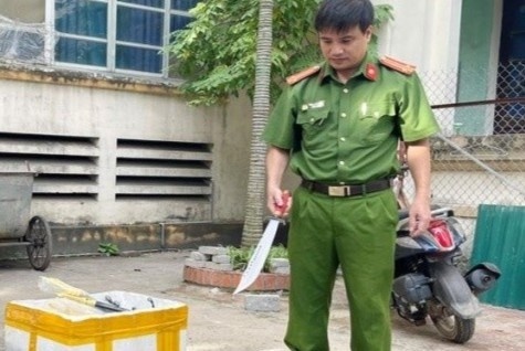 Bat giu nam thanh nien, thu giu nhieu dao kiem va sung hinh anh
