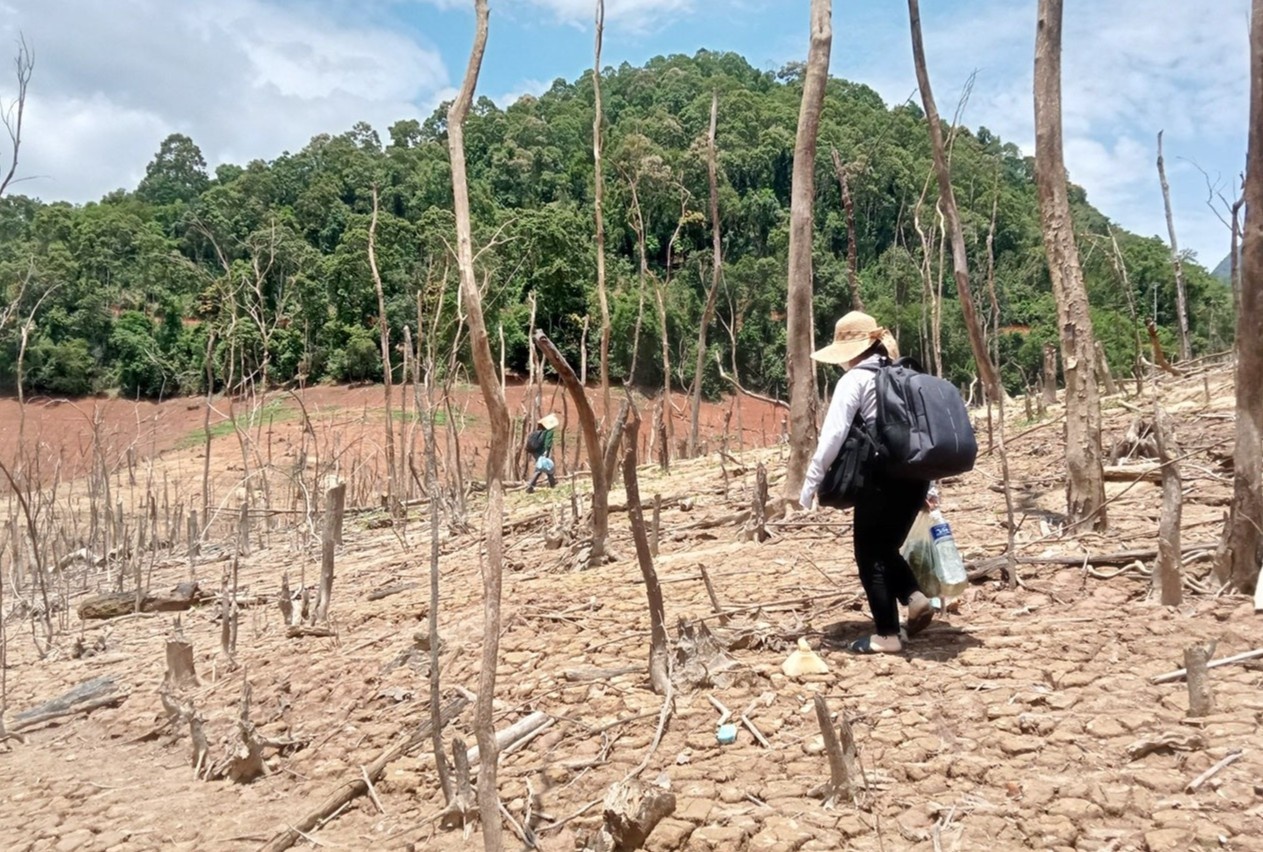 Long ho thuy dien Ban Ve tro day, dan mo duong bo thay di thuyen hinh anh