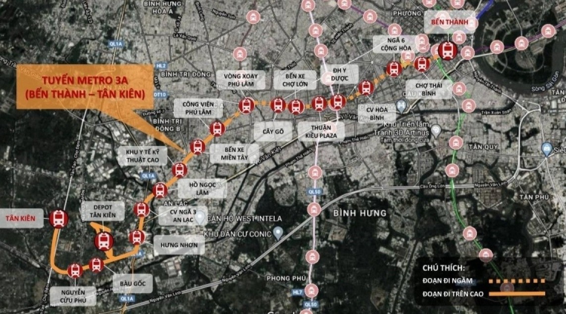 Khao sat thuc dia tuyen metro 3a Ben Thanh - Tan Kien tai TP.HCM hinh anh