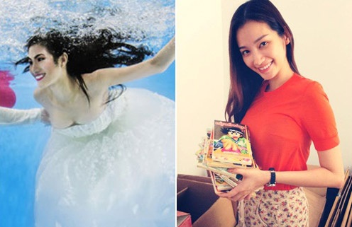 Truc Diem phu nhan chup anh cuoi duoi nuoc hinh anh