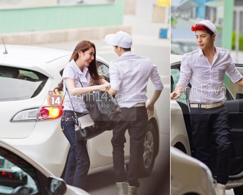 Noo Phuoc Thinh 'ho tong' Thuy Tien ra san bay hinh anh