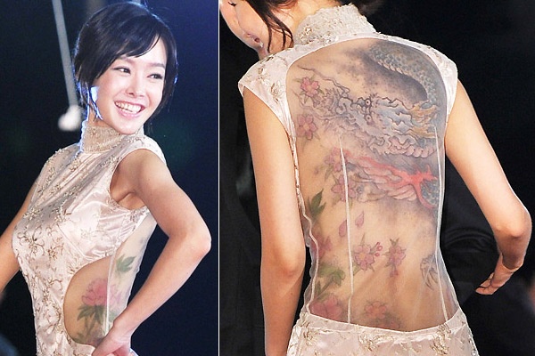 Sao Han dien vay xuyen thau lo hinh xam khap co the hinh anh